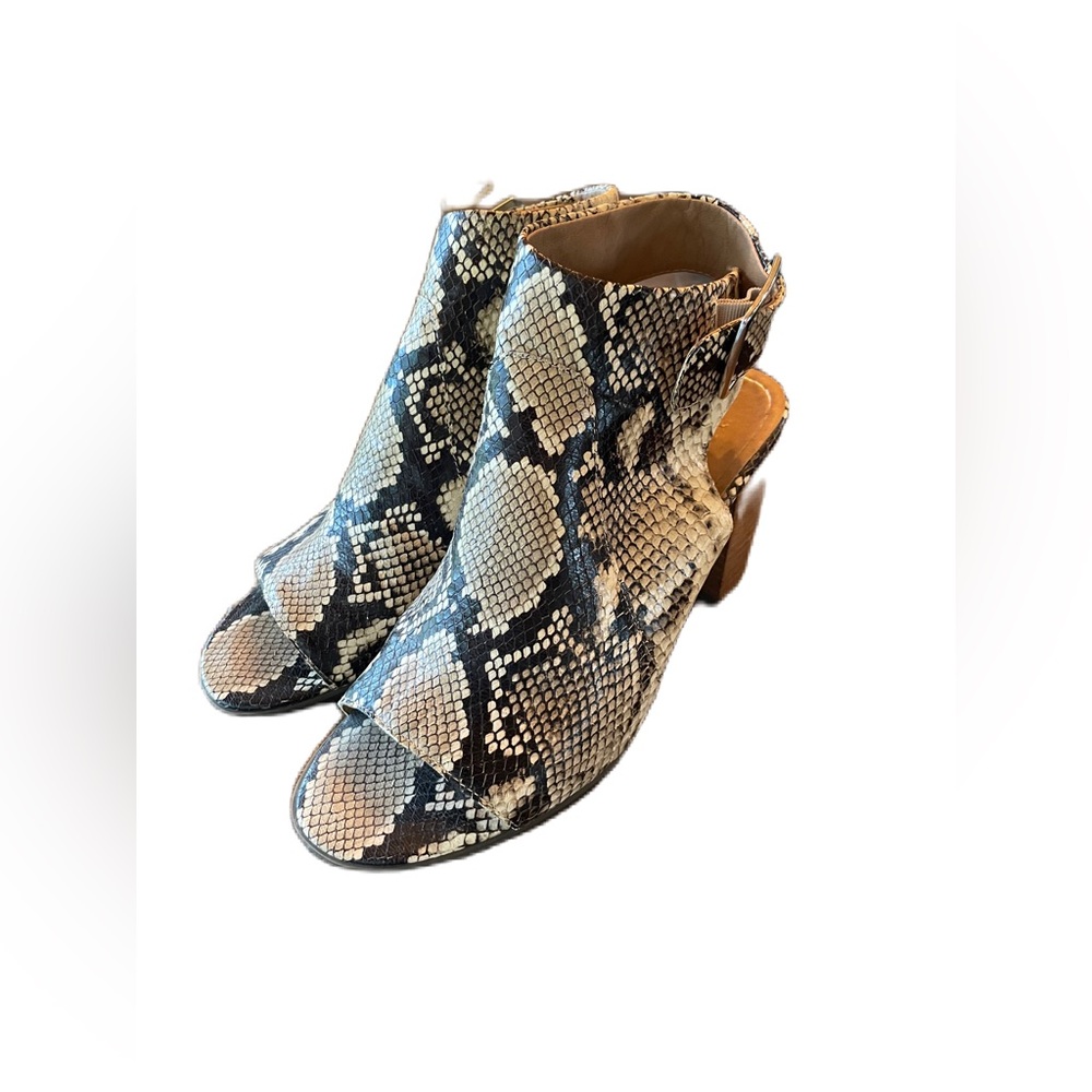 Vionic “Blakey Booties” -Snakeskin Open-Toe Block Heel Shoes - Picture 2 of 7